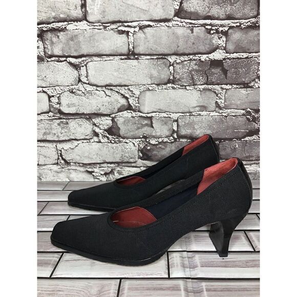 Donald J. Pliner Black Synthetic Square Toe Dress Heels Women’s Sz 7N US/37.5EU - Picture 1 of 16